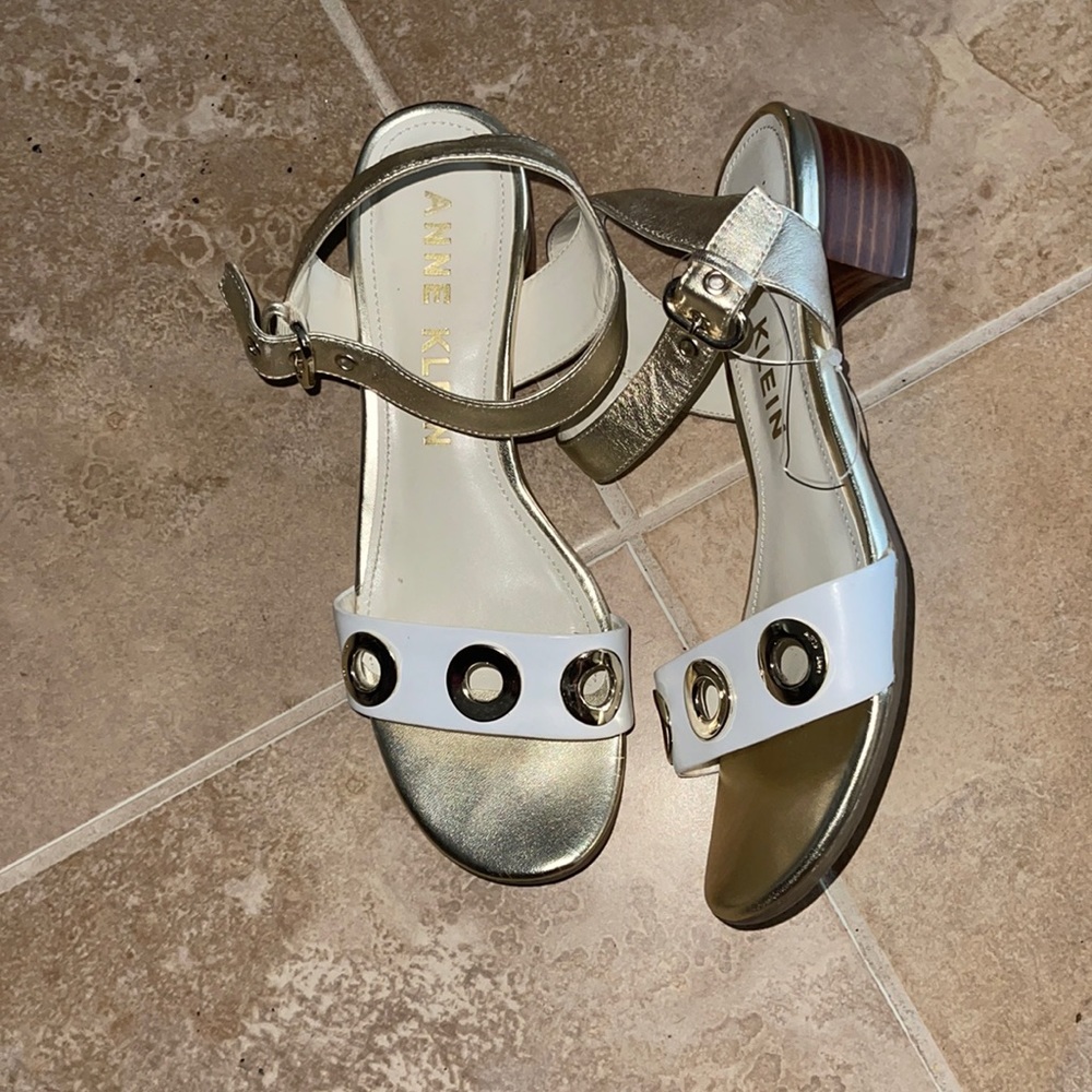 NWOT Designer Sandals, Gold and White!